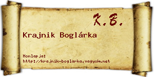 Krajnik Boglárka névjegykártya